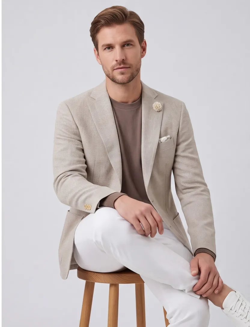 Carl Gross colbert beige geruit normale fit