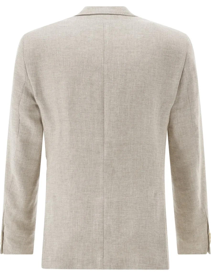 Carl Gross colbert beige geruit normale fit linnen