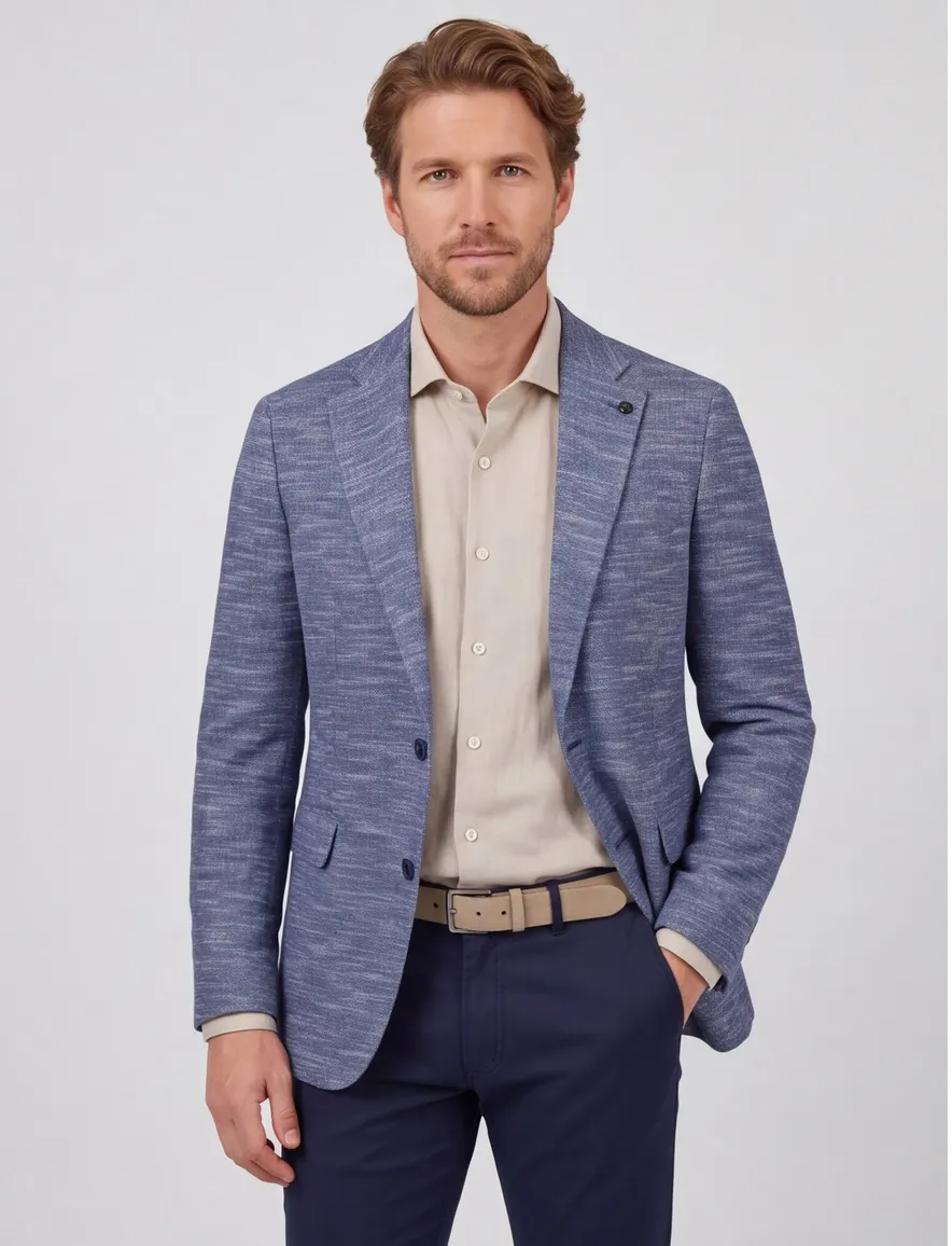 Carl Gross Sakko colbert blauw gemeleerd normale fit