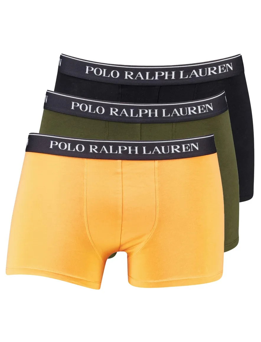Polo Ralph Lauren boxershorts 3-pack groen-zwart-geel effen katoen