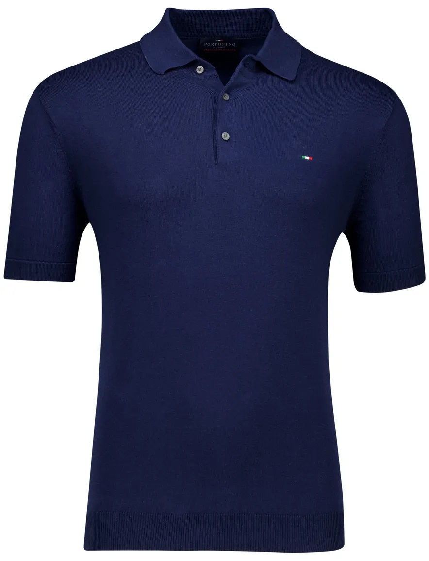 Portofino polo donkerblauw korte mouw effen katoen