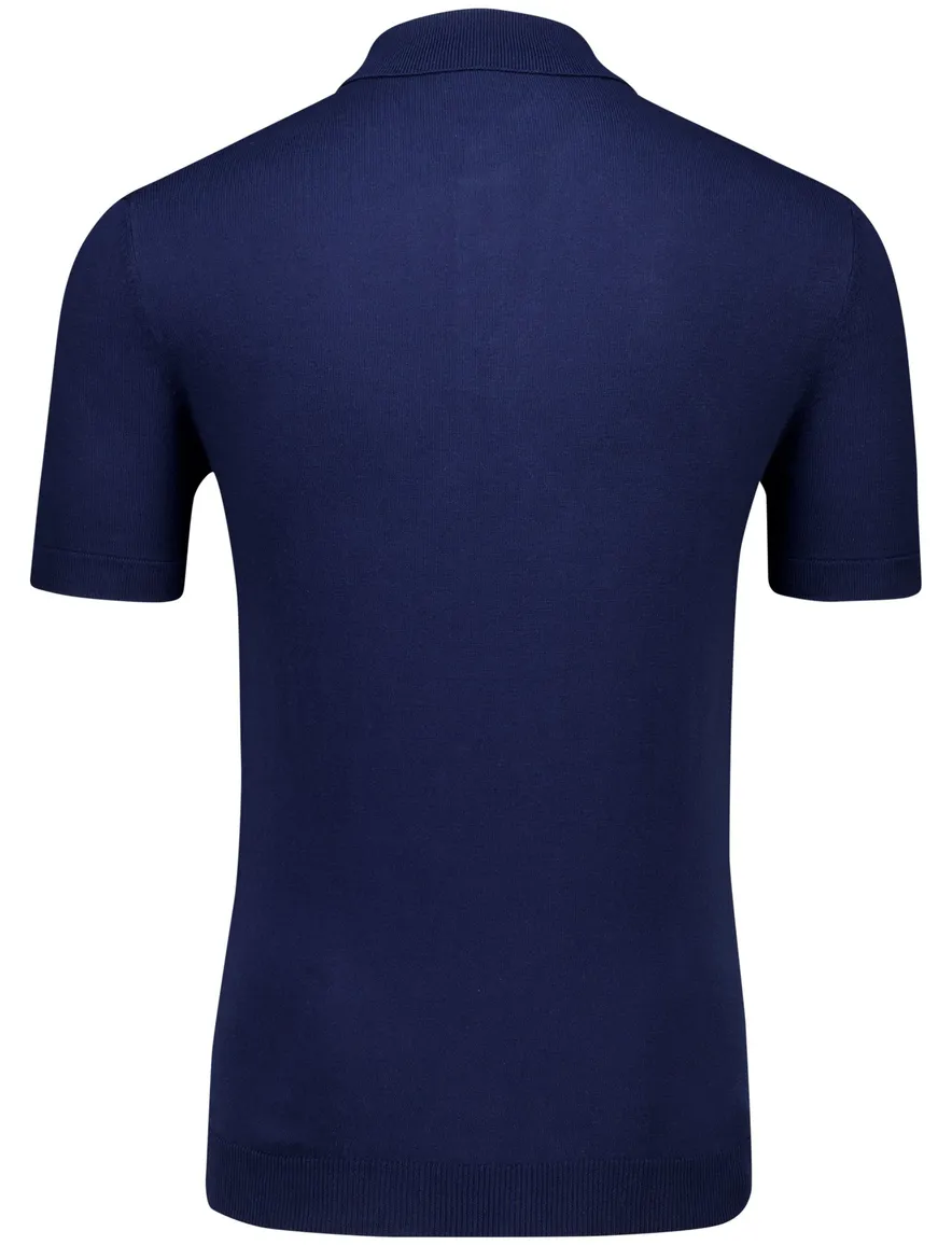 Portofino polo donkerblauw korte mouw effen katoen