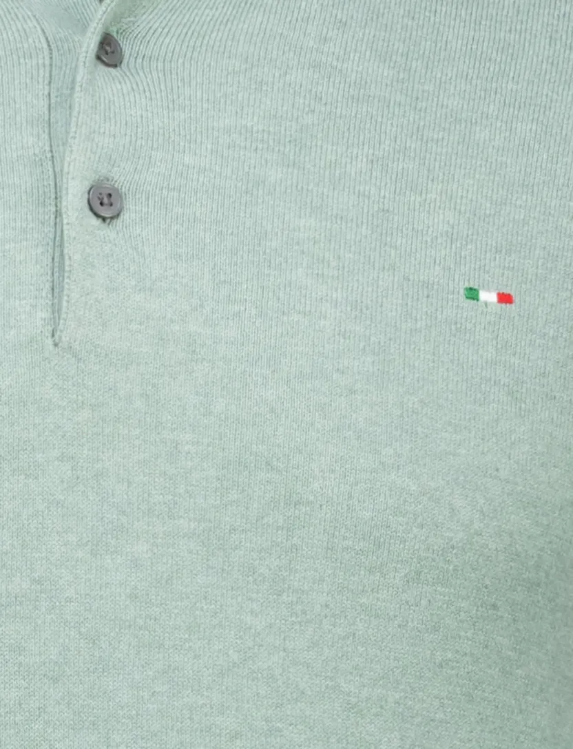 katoenen Portofino polo lichtgroen 3-knoops gemeleerd