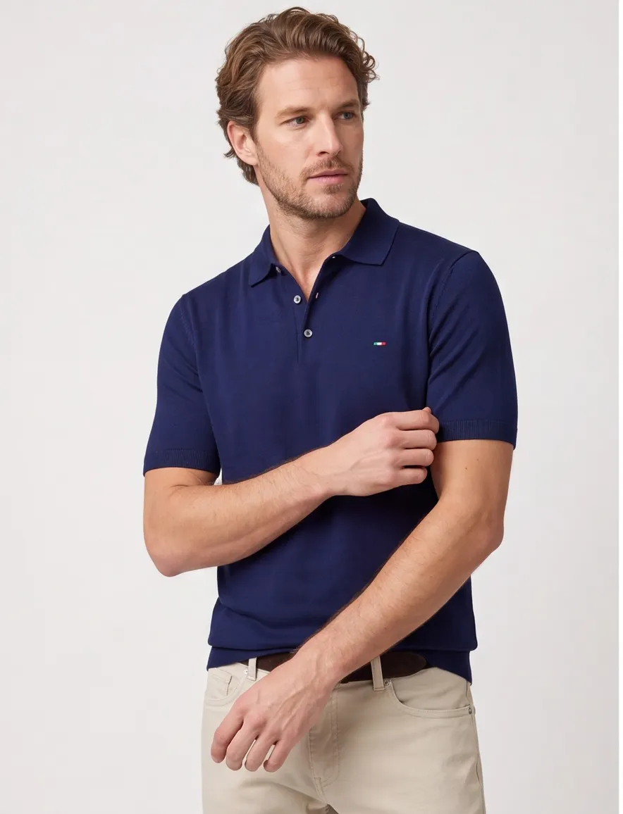Portofino polo extra lang donkerblauw