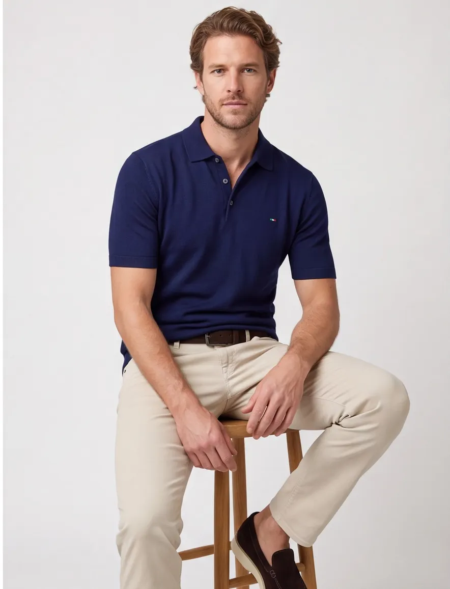 Portofino polo extra lang donkerblauw