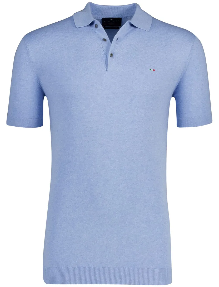 katoenen Portofino extra lange korte mouw polo blauw