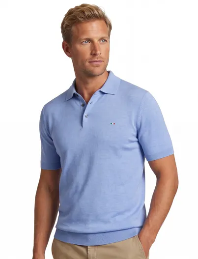 Portofino katoenen Portofino extra lange korte mouw polo blauw