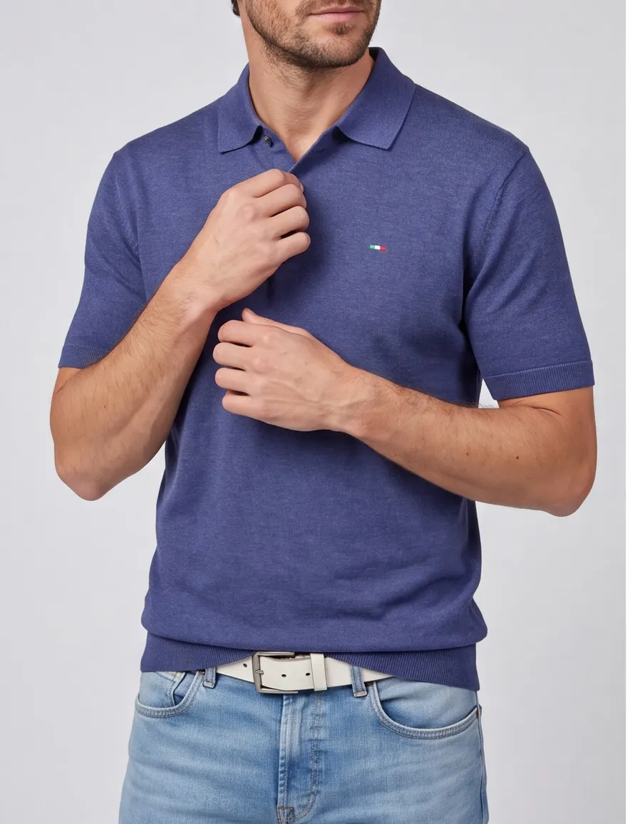 poloshirt extra lang donkerblauw Portofino