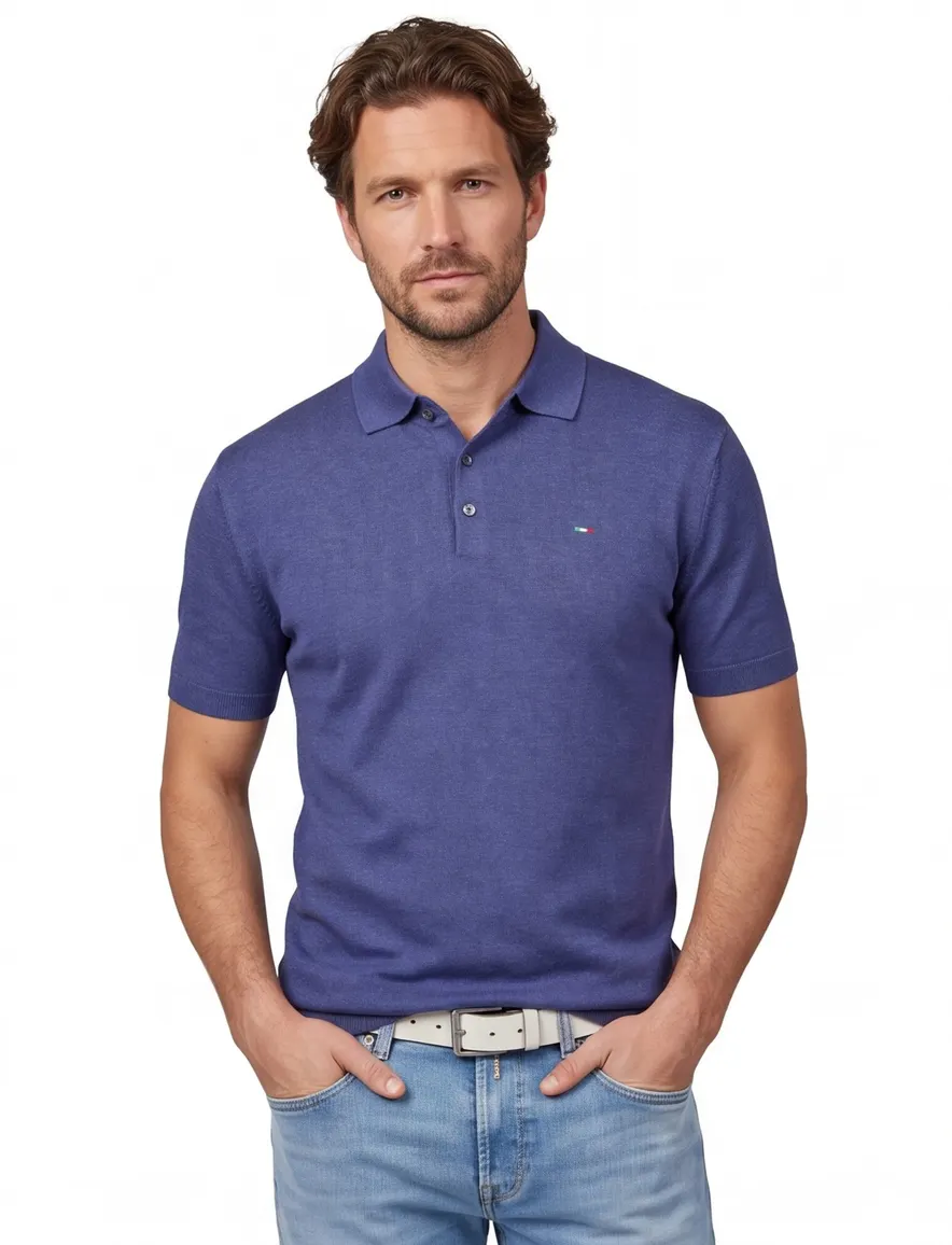 poloshirt extra lang donkerblauw Portofino