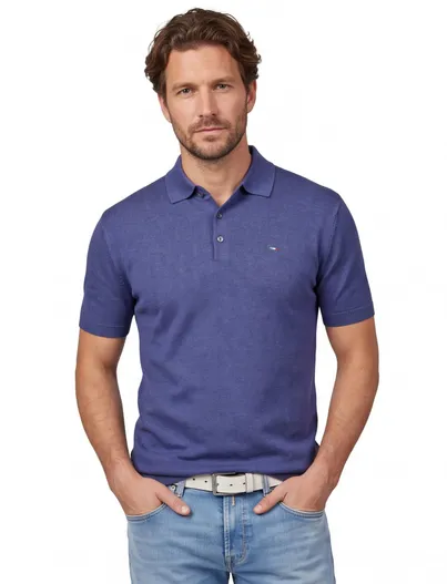 Portofino poloshirt extra lang Portofino donkerblauw 3 knoops