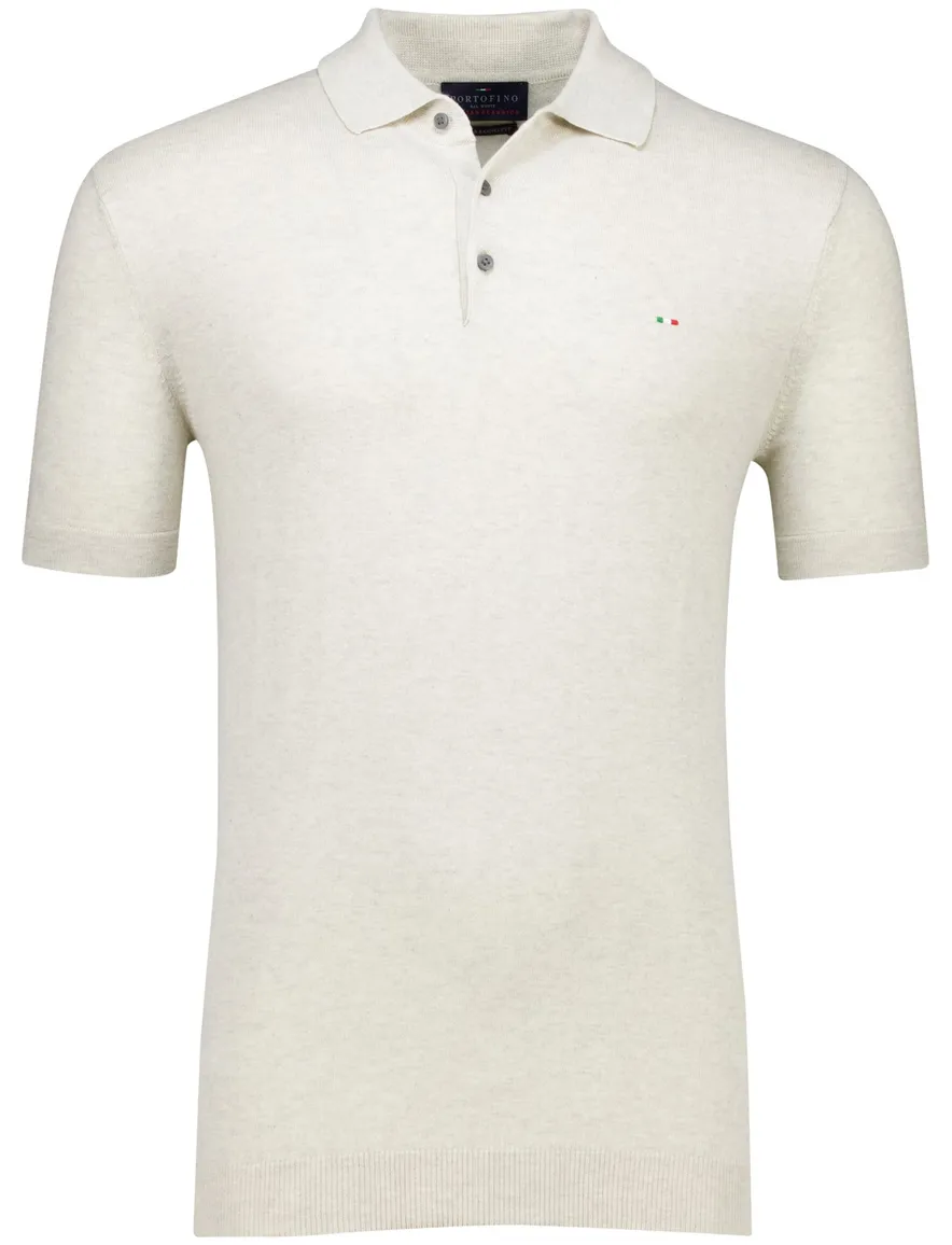 Portofino polo extra lang creme gemeleerd katoen