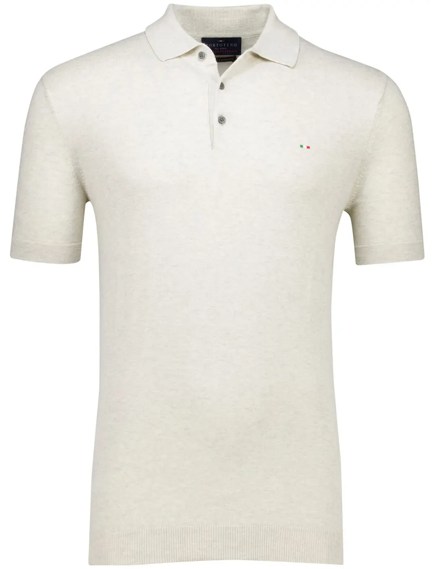 Portofino polo extra lang creme gemeleerd katoen