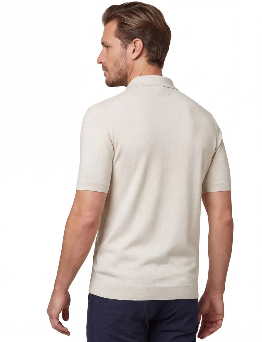 Portofino polo extra lang creme gemeleerd katoen