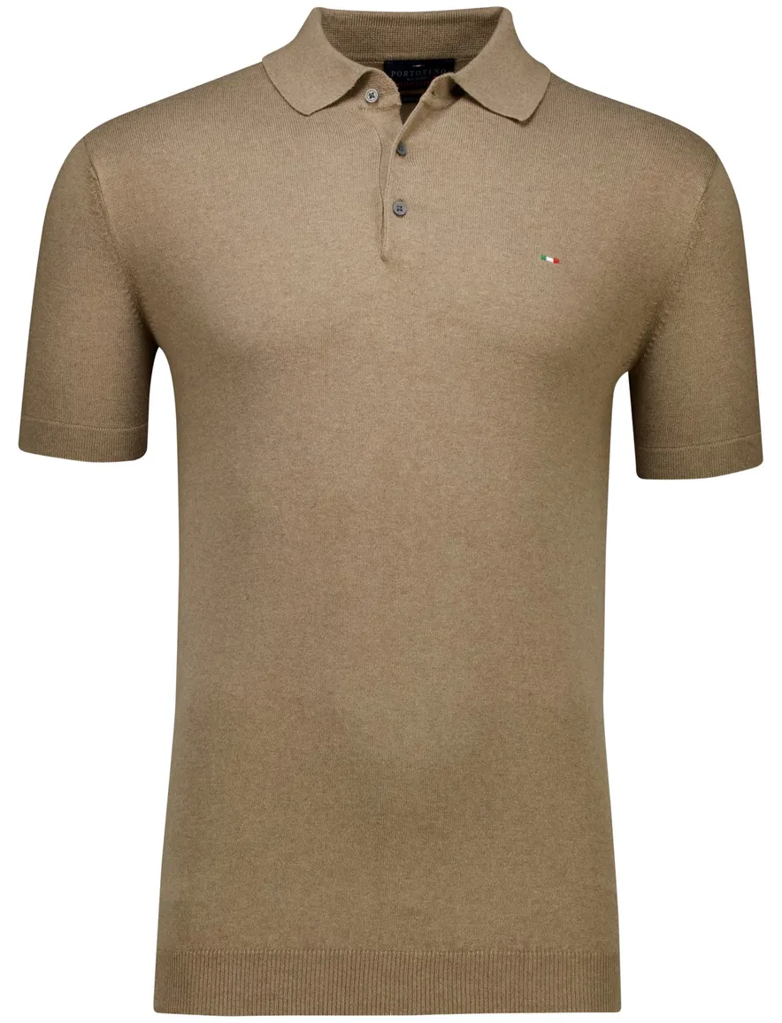 Portofino polo extra lang bruin gemêleerd