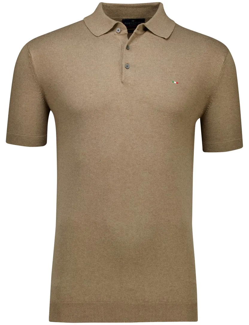 Portofino polo extra lang bruin korte mouw