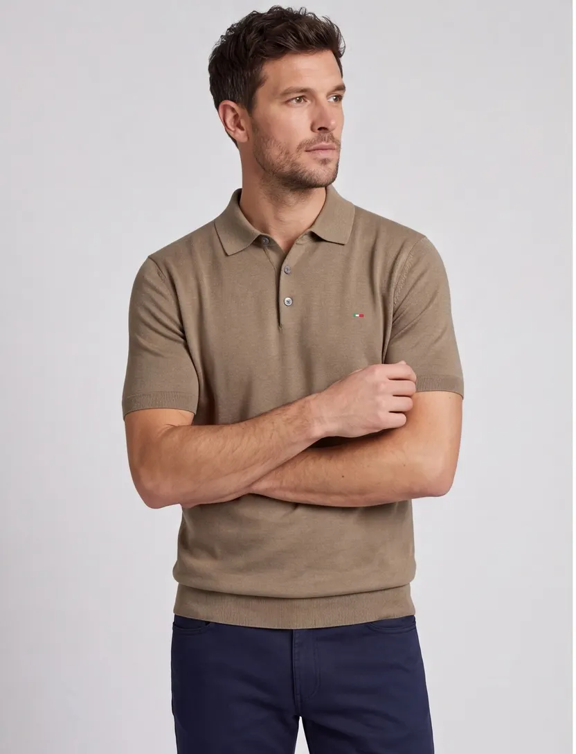 Portofino polo extra lang bruin korte mouw