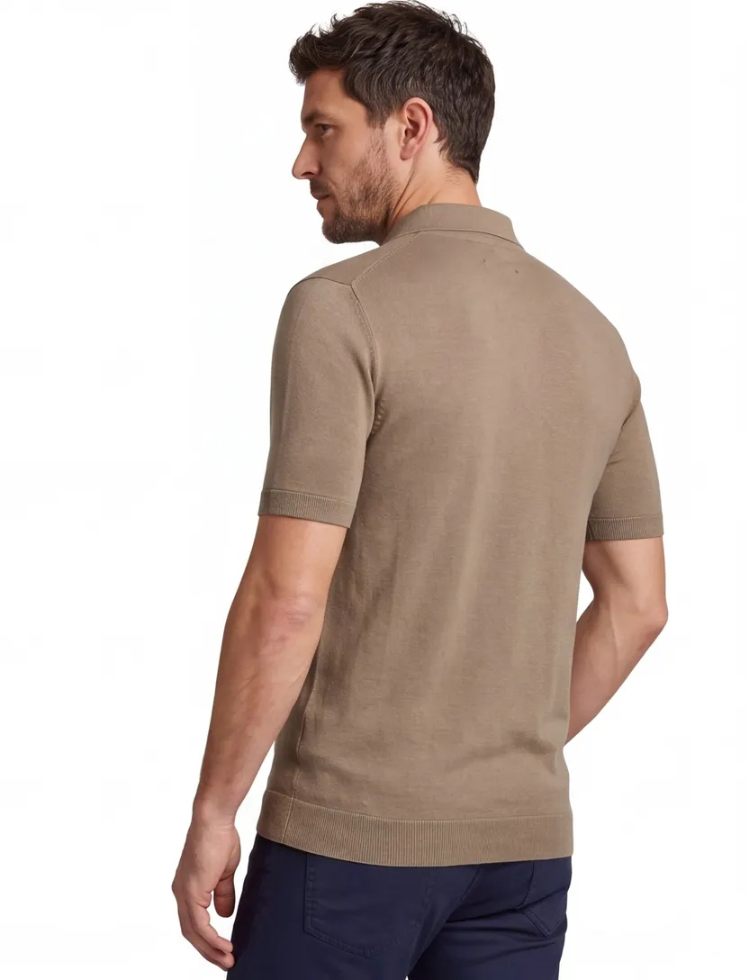 Portofino polo extra lang bruin korte mouw