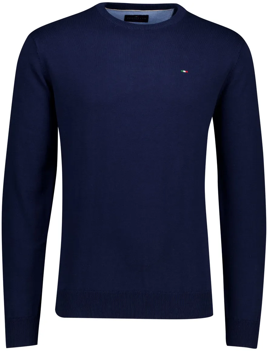 Portofino trui donkerblauw ronde hals