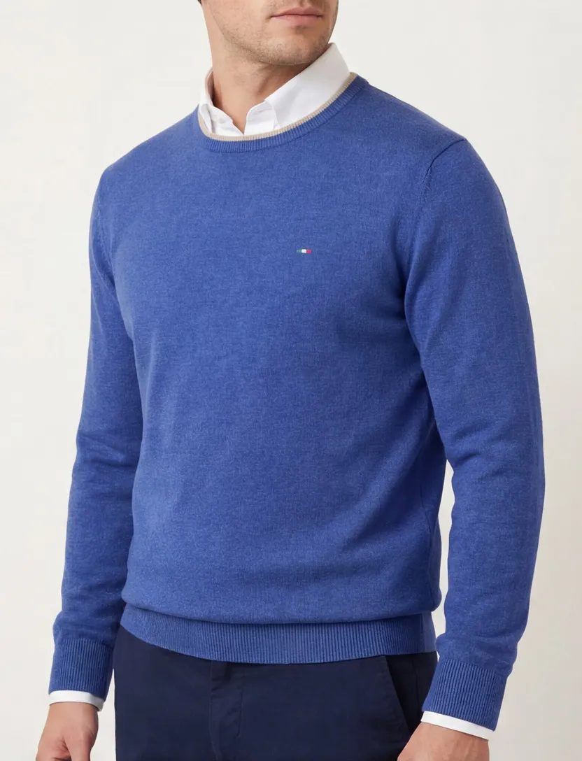 Portofino trui ronde hals blauw