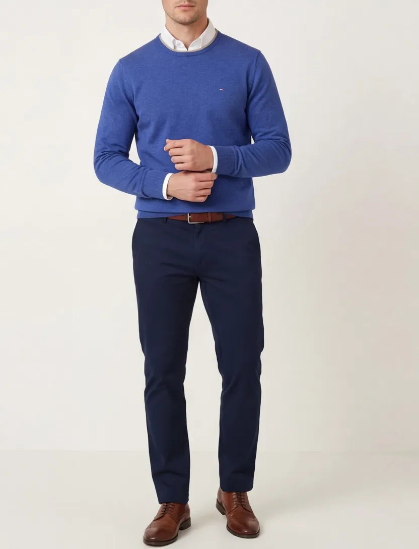 Portofino trui ronde hals blauw