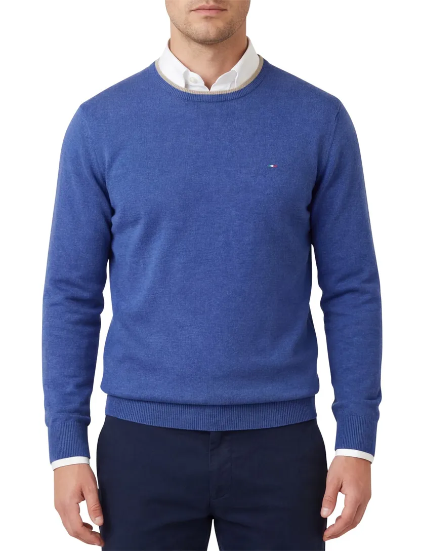 Portofino trui ronde hals blauw