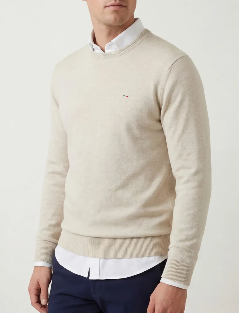 Portofino trui ronde hals beige