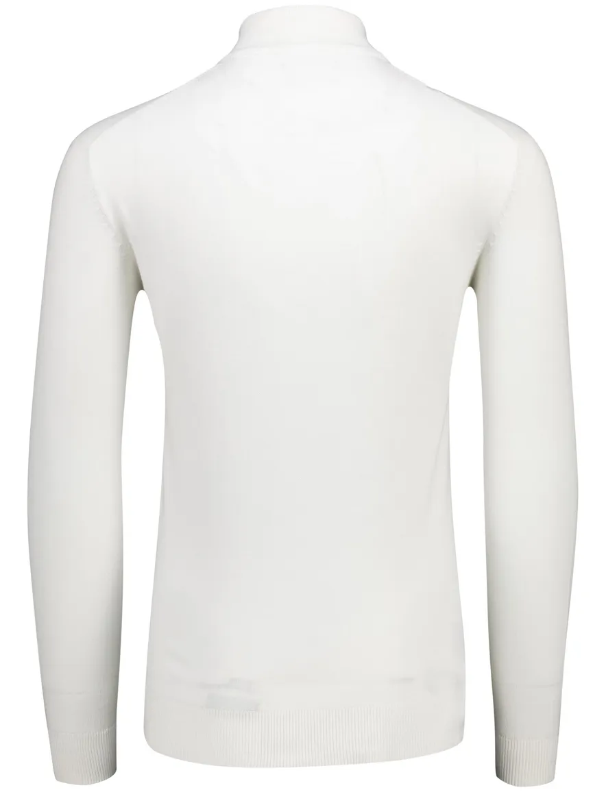 Portofino half zip trui met boord wit katoen