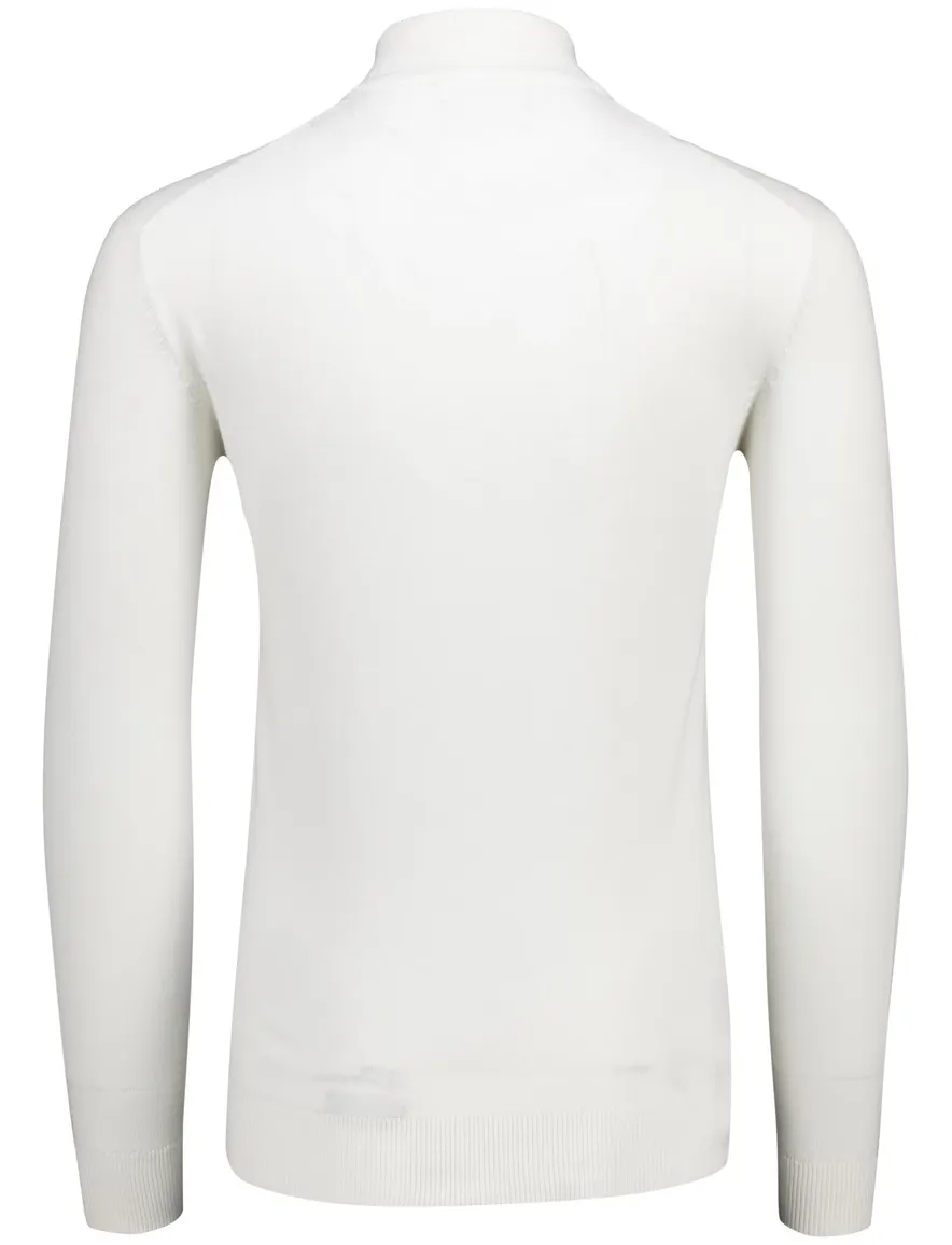 Portofino half zip trui met boord wit katoen
