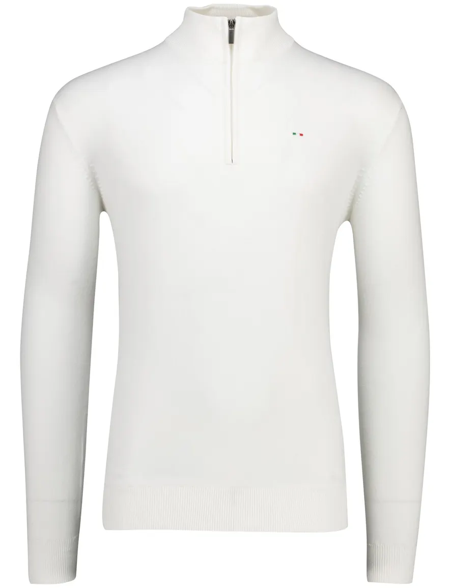 Portofino half zip trui met boord wit katoen