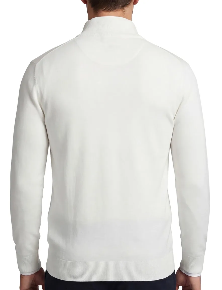 Portofino half zip trui met boord wit katoen