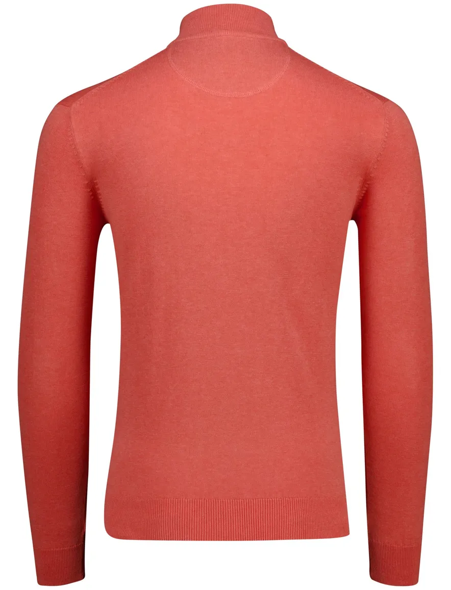 Portofino half zip trui met boord roze katoen