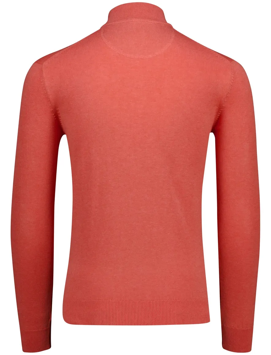 Portofino half zip trui met boord roze katoen