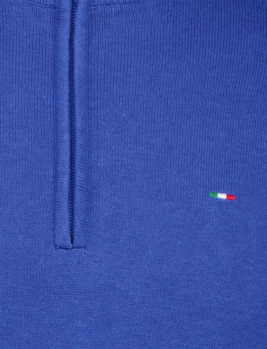 Portofino trui kobaltblauw half zip gemeleerd