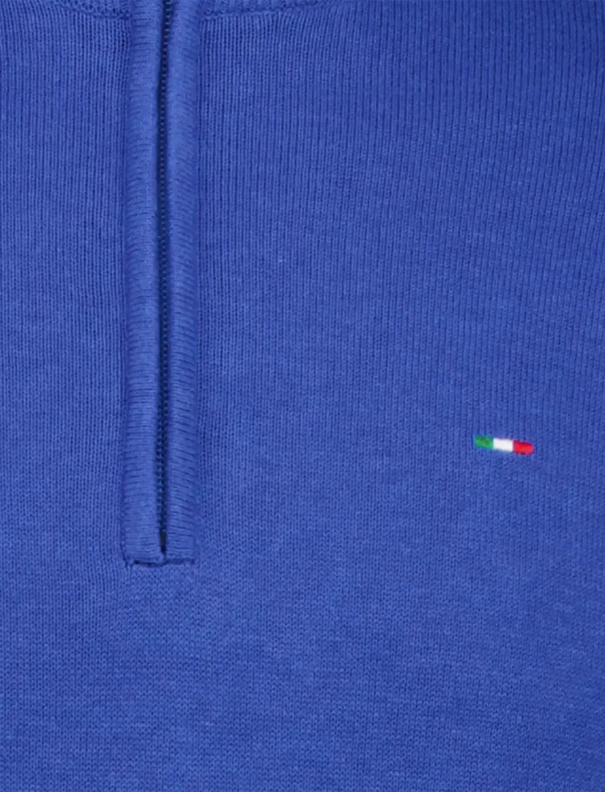 Portofino trui kobaltblauw half zip gemeleerd