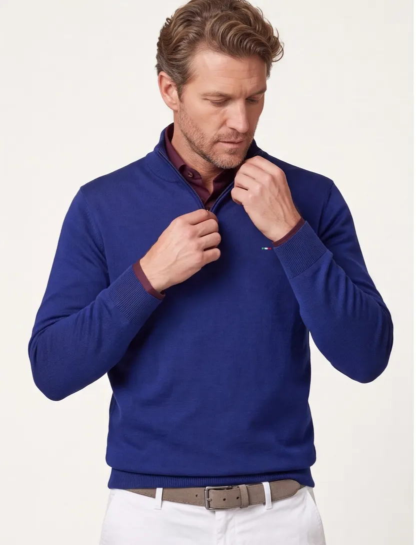 Portofino trui half-zip donkerblauw
