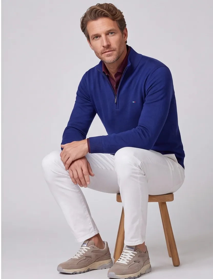 Portofino trui half-zip donkerblauw