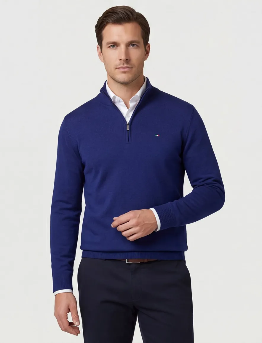 Portofino trui kobaltblauw half-zip