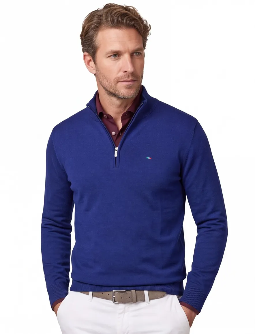 Portofino trui donkerblauw half-zip