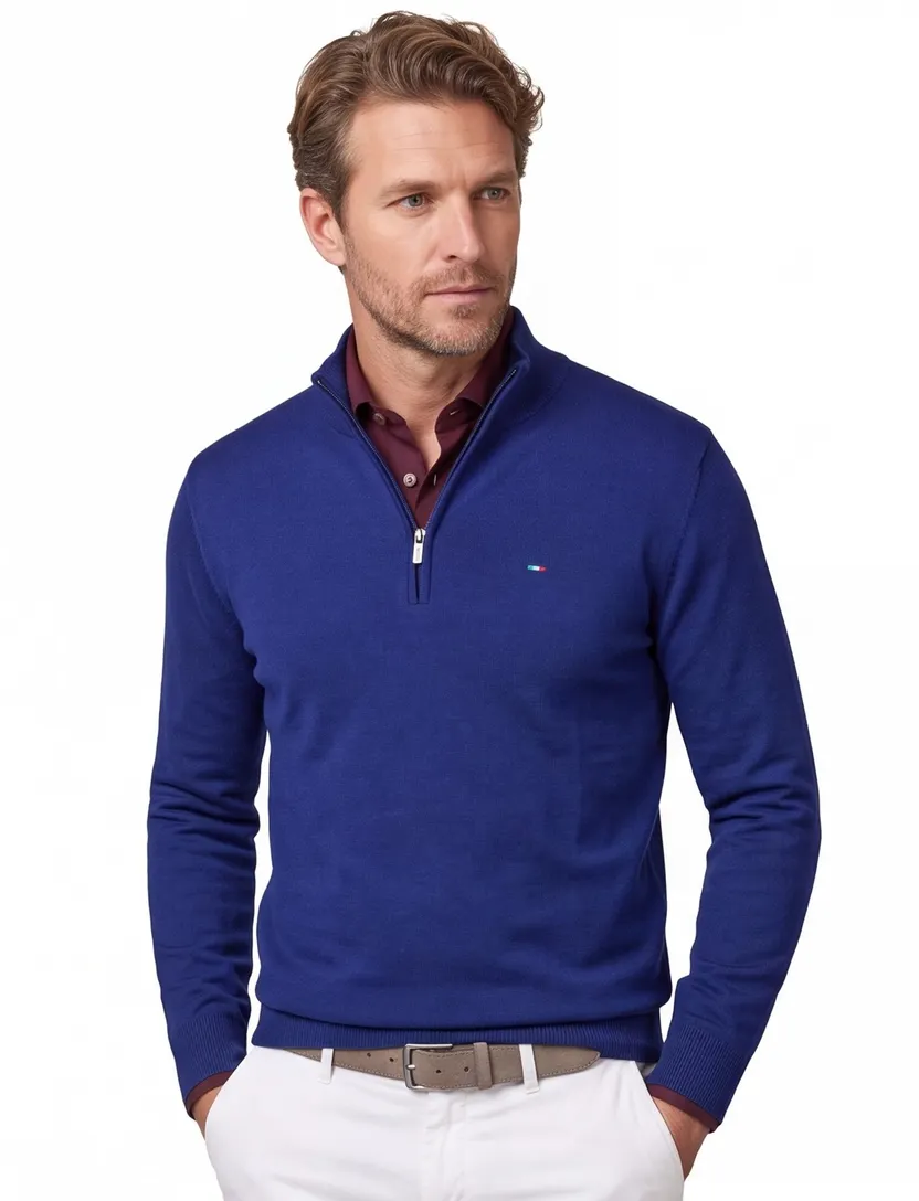 Portofino trui half-zip donkerblauw