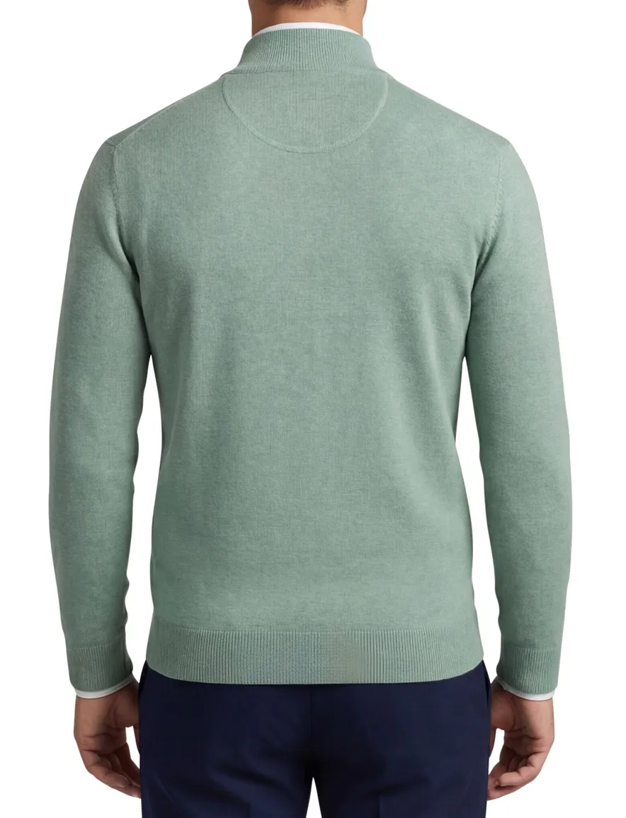 Portofino half zip trui met boord groen katoen