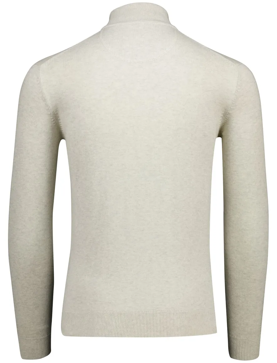 Portofino half zip trui beige met boord