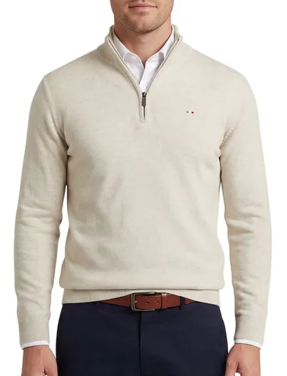 Portofino Portofino half zip trui met boord ecru