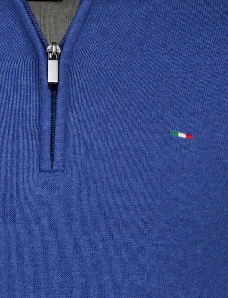 Portofino half zip trui extra lang blauw
