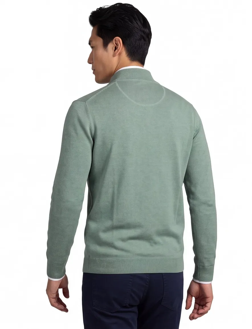 Portofino half zip trui extra lang groen