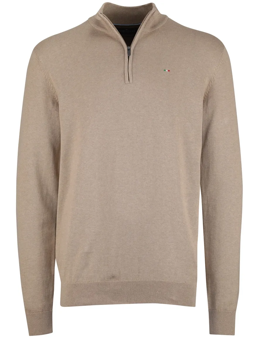 Portofino half zip trui extra lang beige