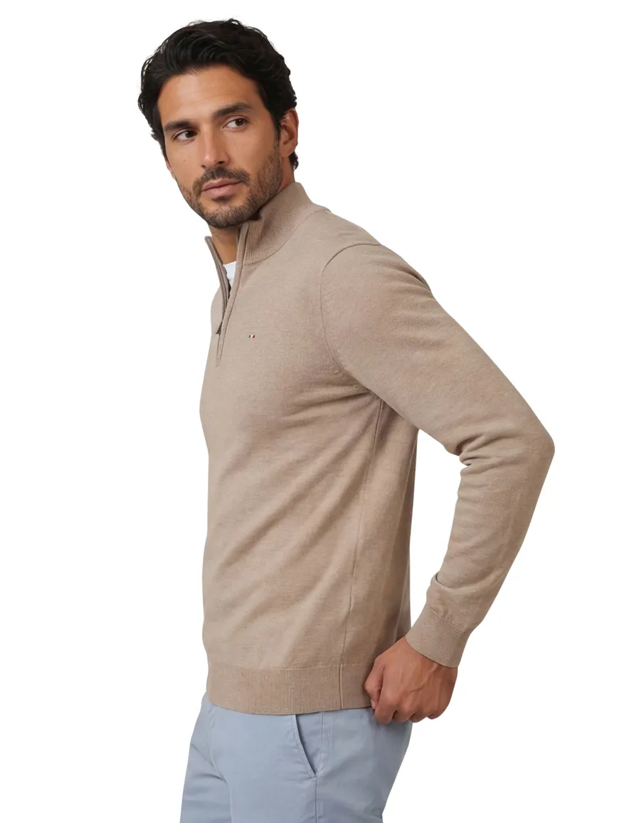 Portofino half zip trui extra lang beige