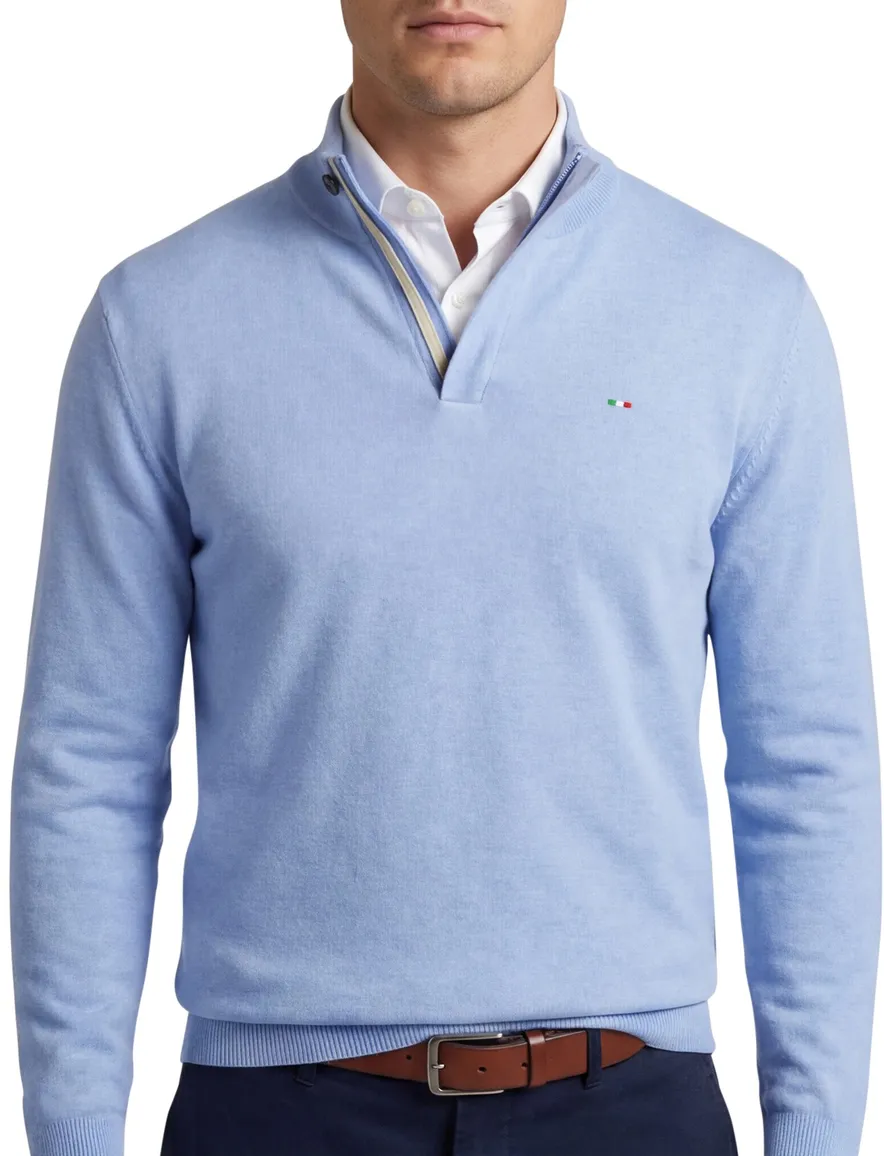 Portofino Regular fit half zip trui lichtblauw