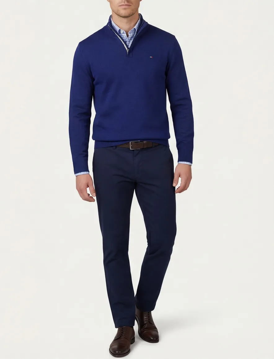 trui blauw Portofino Regular Fit
