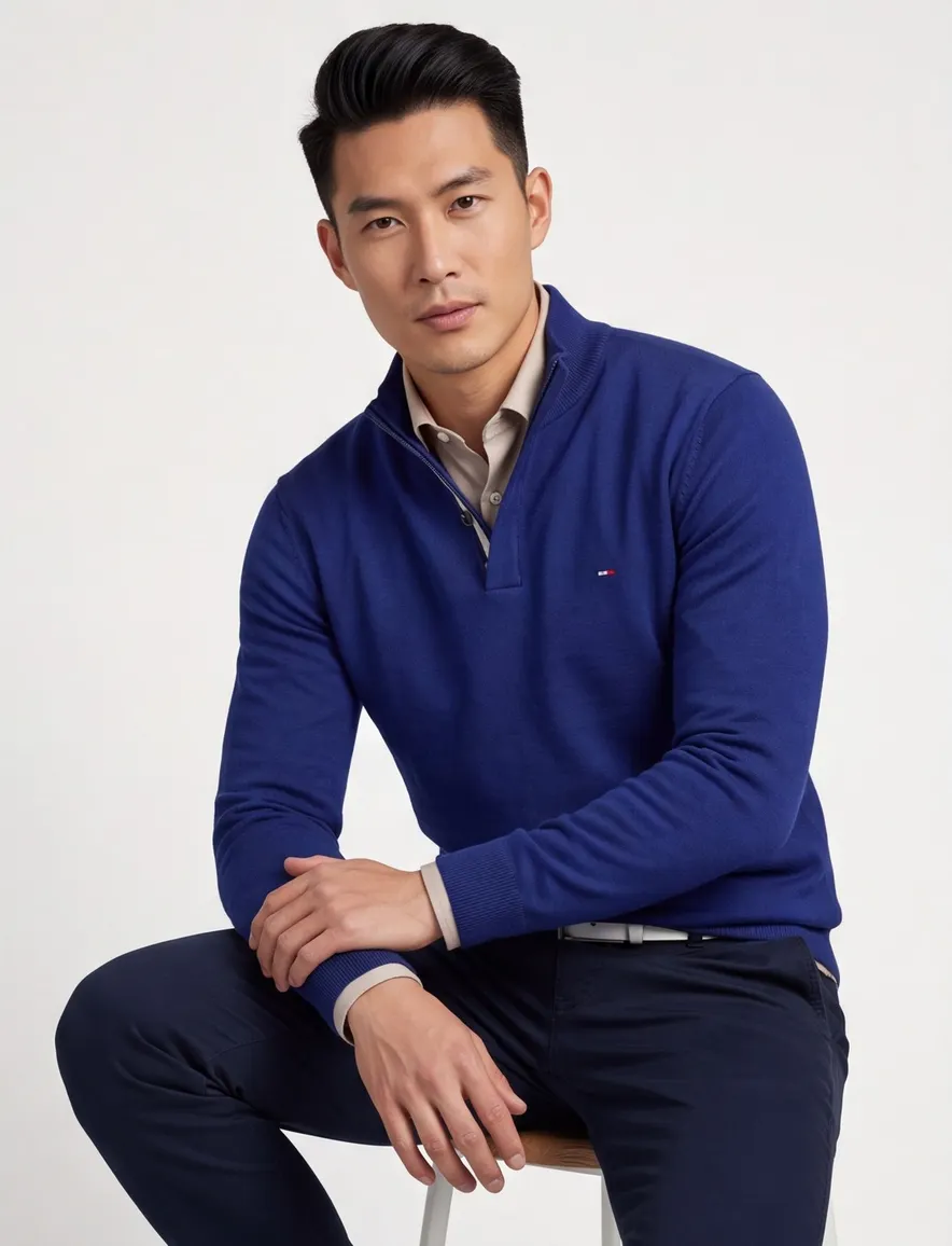 trui blauw Portofino Regular Fit