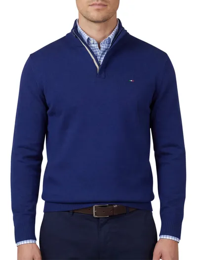 Portofino Portofino Regular fit half zip trui blauw